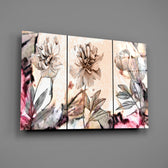 Peony triptych panel bringing romantic softness to a contemporary living space