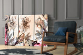 Flowers glass print enhancing a dressing area with vintage charm