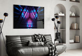 Neon Lights glass wall art styled above a desk in a gaming teen room