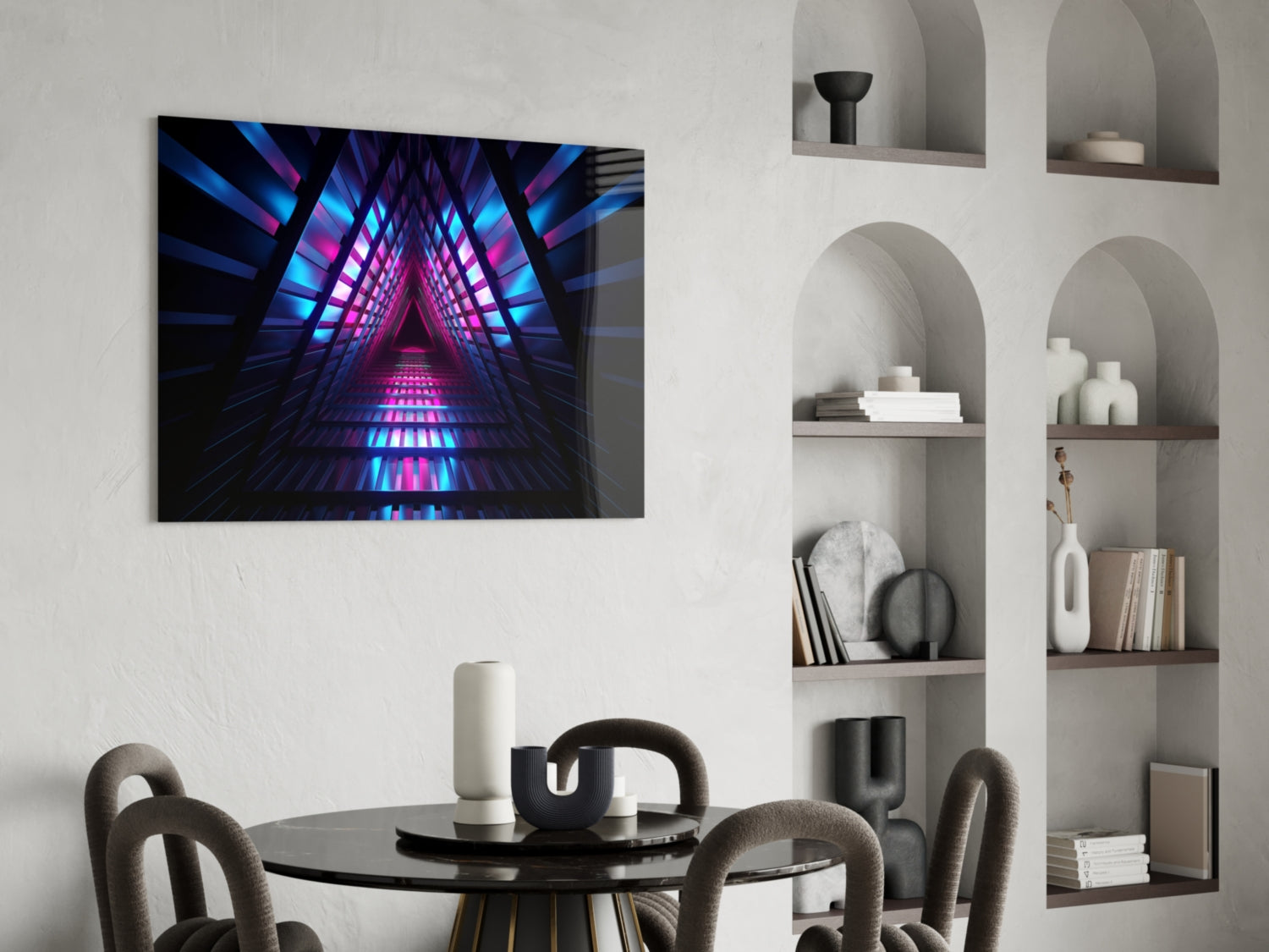 Neon Lights Glass Wall Art.