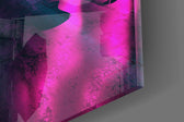 Neon Lights artwork anchoring a wall with performance palette