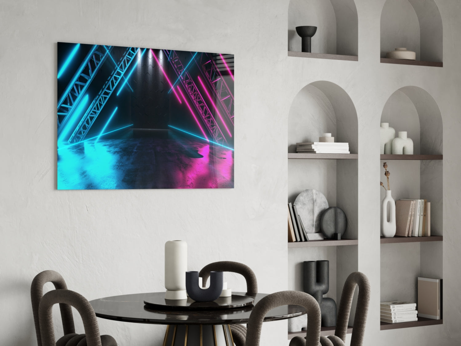 Neon Lights Glass Wall Art.