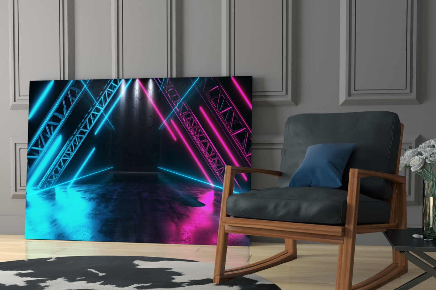 Neon Lights Glass Wall Art.