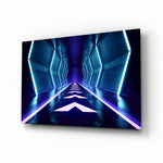 Neon Lights glass wall art displayed above a console in a designer interior