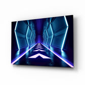 Neon Lights glass wall art displayed above a console in a designer interior