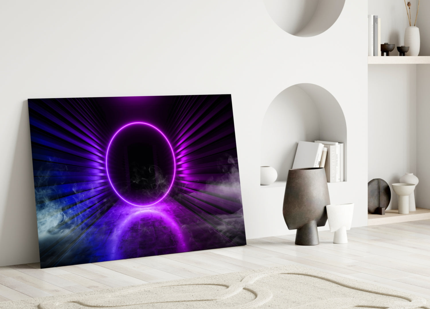 Neon Lights Glass Wall Art.