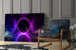 Neon Lights glass print enhancing a home theater with portal mystique