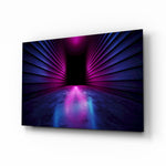 Neon Lights glass wall art displayed above a console in a designer interior