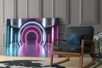 Neon Lights glass print enhancing a studio with maker spark