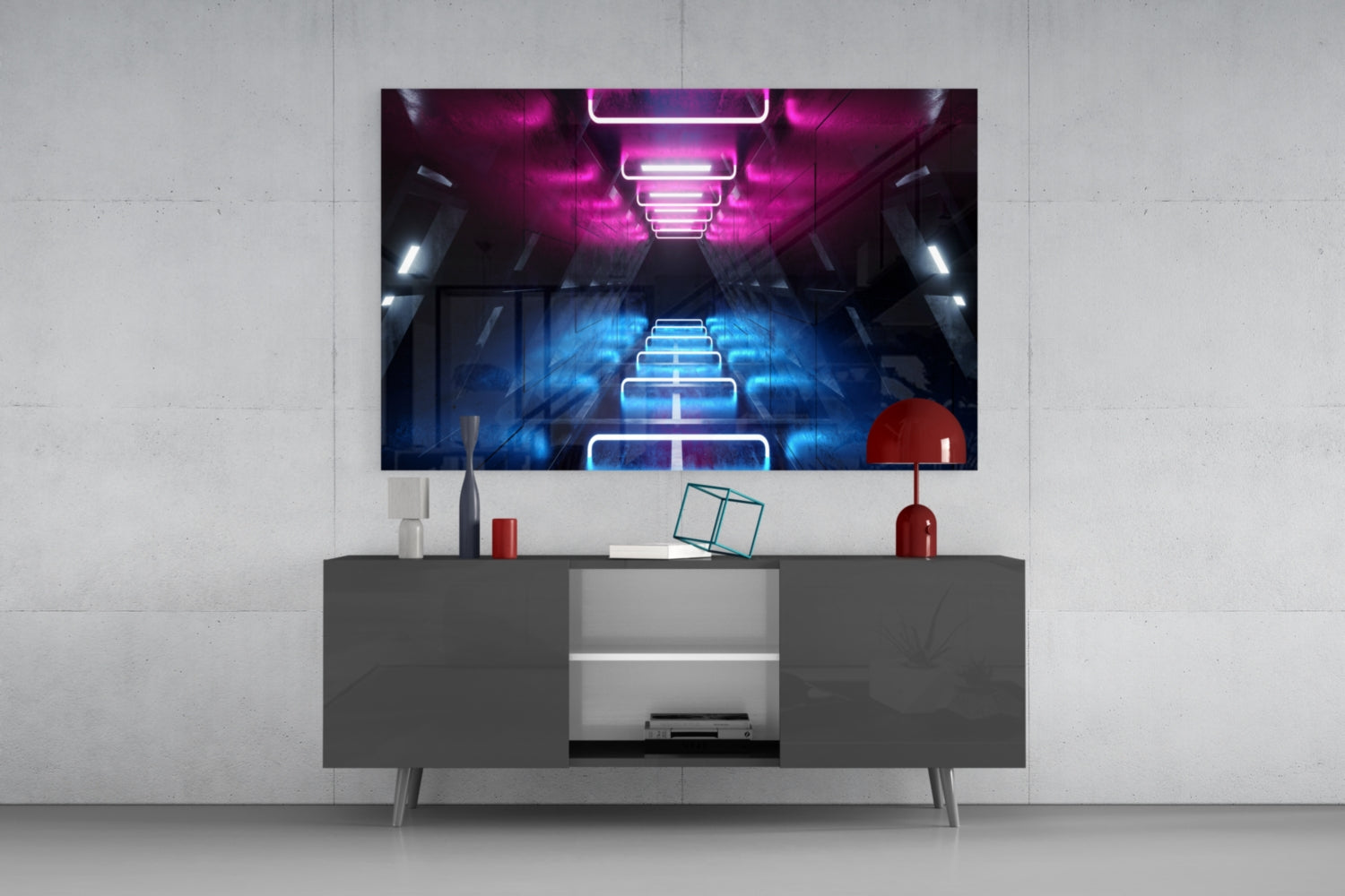 Neon Lights Glass Wall Art.