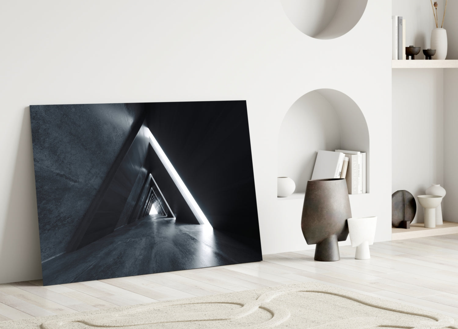 Geometric Structures Glass Wall Art.