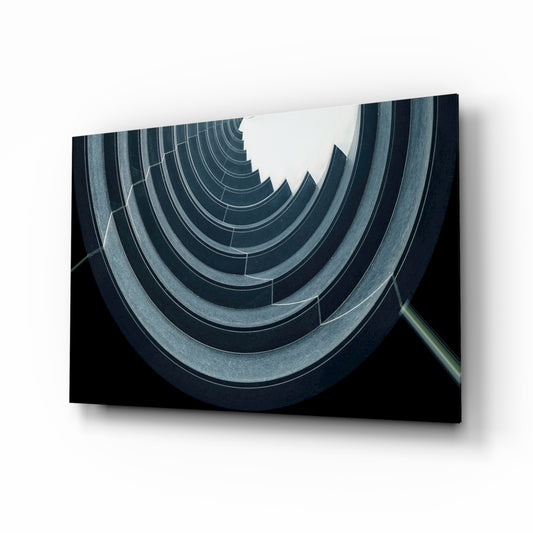 Geometric Structures glass wall art displayed above a console in a designer interior