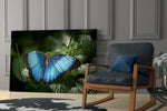 Butterfly glass print enhancing a hallway with garden poetry