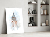 Galata Tower glass print enhancing a hallway with architectural poetry