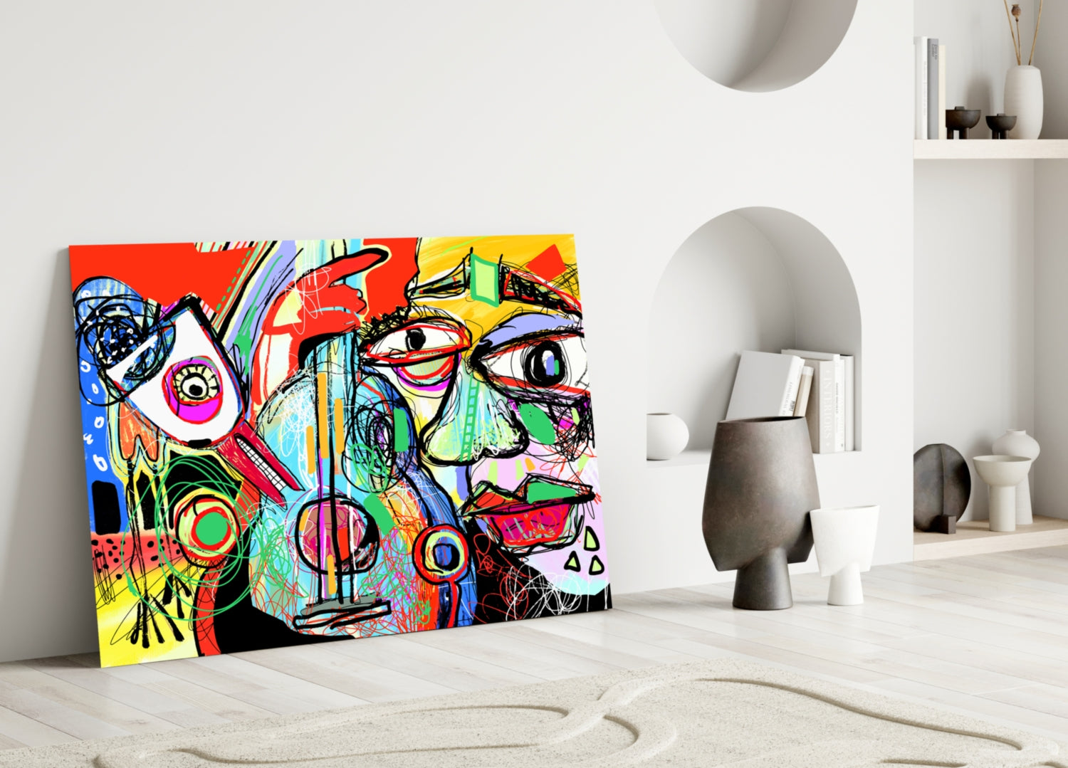 Bird, Violin and Man Glass Wall Art.