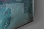 Colors artwork anchoring a wall with moody contemporary palette