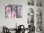 Flowers panel adding floral pulse to a powder room