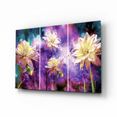 Flowers glass wall art displayed above a console in a designer interior