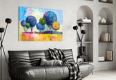 Trees glass wall art styled in a sunroom with garden pulse