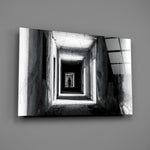 Noir-corridor panel bringing cinematic mystery to a contemporary living space