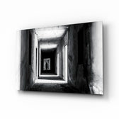 Shadow in the Dark glass wall art displayed above a console in a designer interior