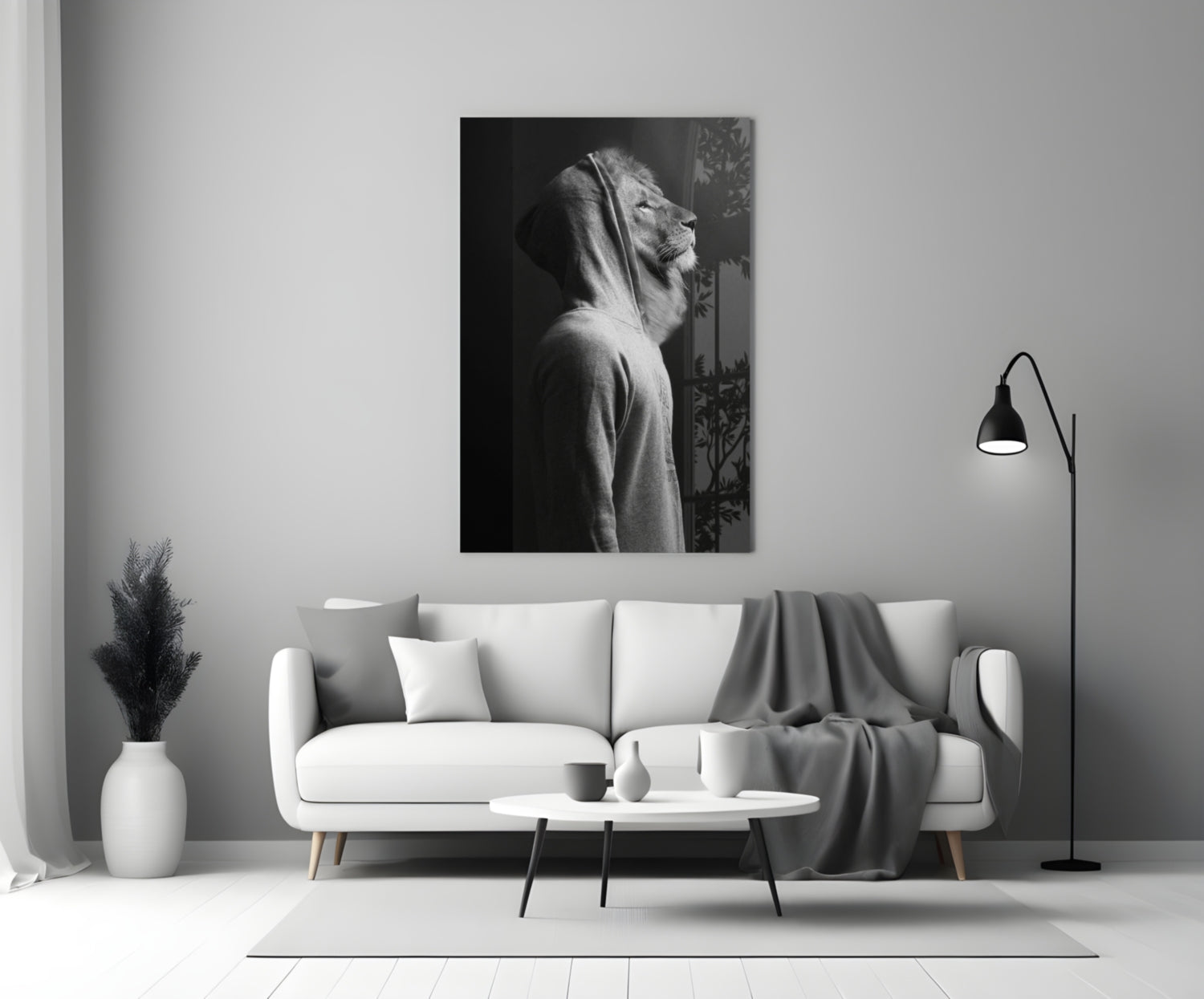 Lion Head Glass Wall Art.