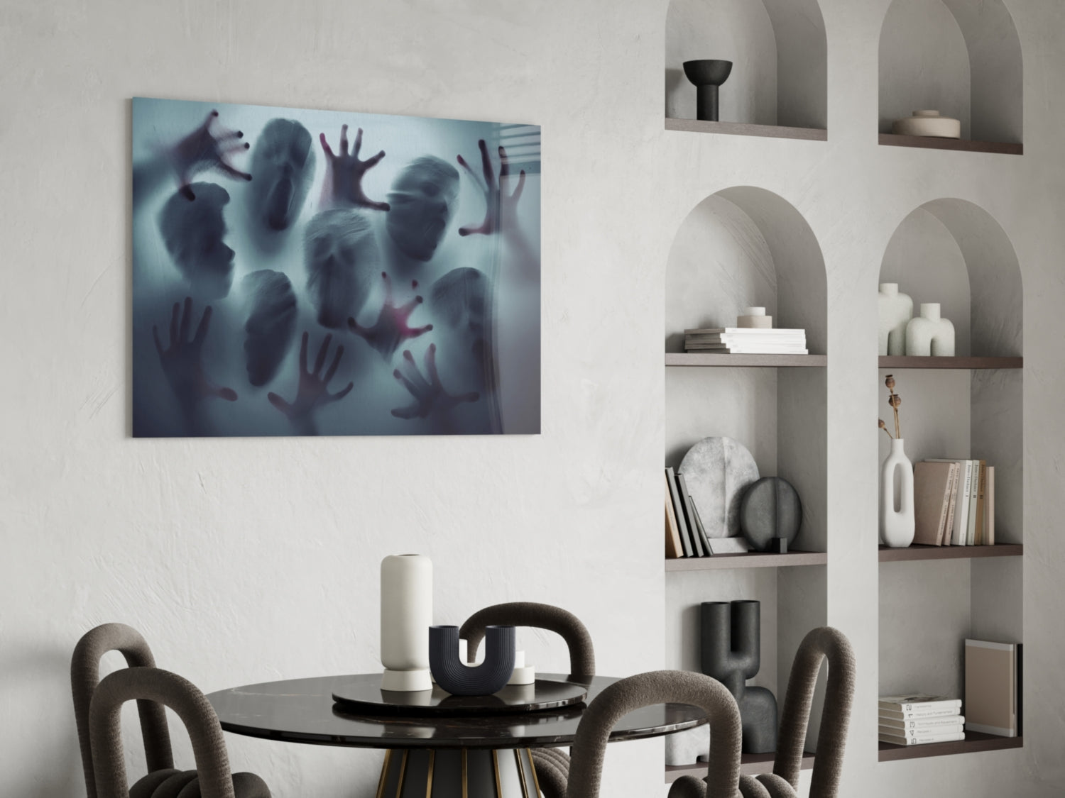 Silent Scream Glass Wall Art.