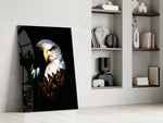 Eagle glass print enhancing a hallway with sentinel watch