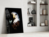 Eagle glass print enhancing a hallway with sentinel watch