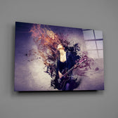 Guitarist-dispersion panel bringing kinetic music energy to a contemporary living space