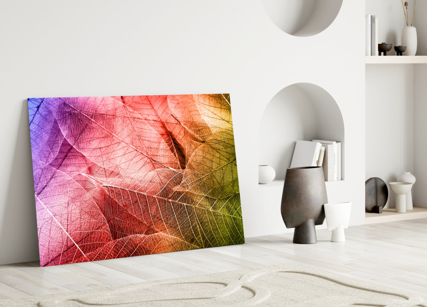 Macro Leaves Glass Wall Art.