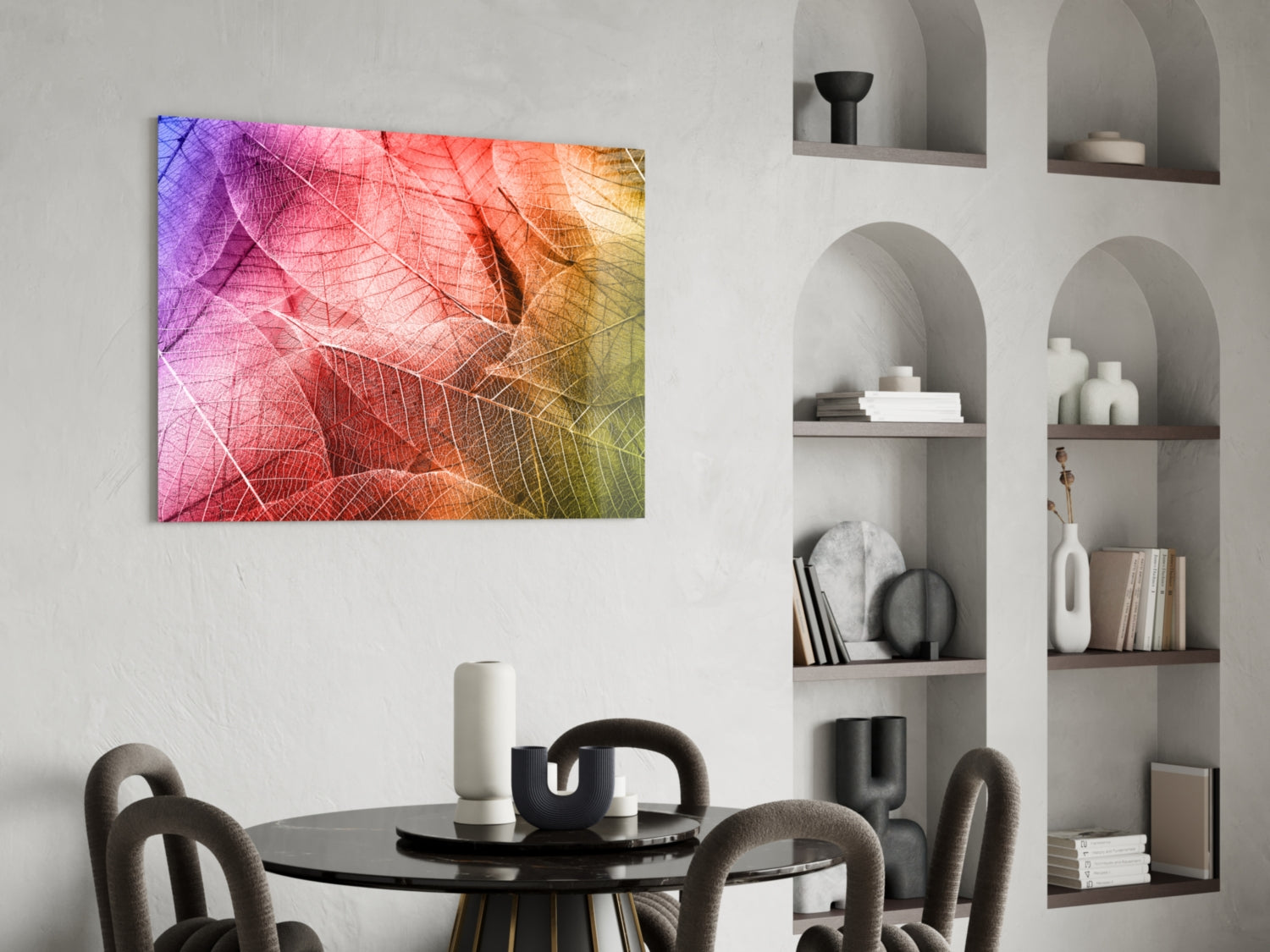 Macro Leaves Glass Wall Art.