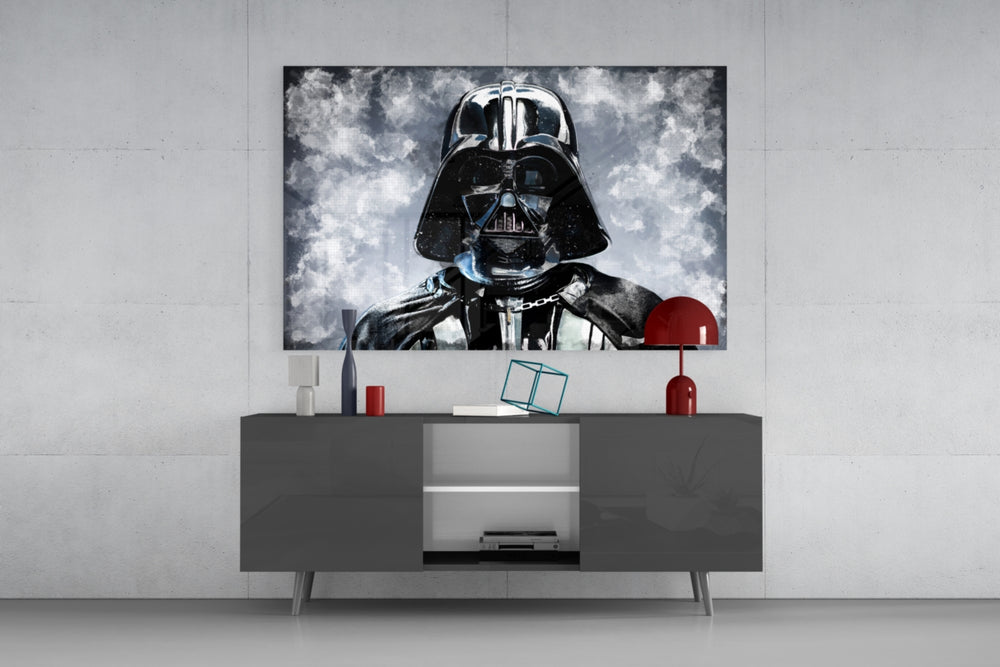 Darth Vader panel catching low light to reveal its grunge spatter