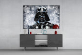 Darth Vader panel catching low light to reveal its grunge spatter