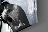 Darth Vader artwork anchoring a wall with bold fan-culture palette