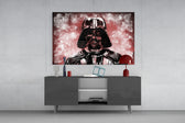 Darth Vader panel catching low light to reveal its crimson spatter
