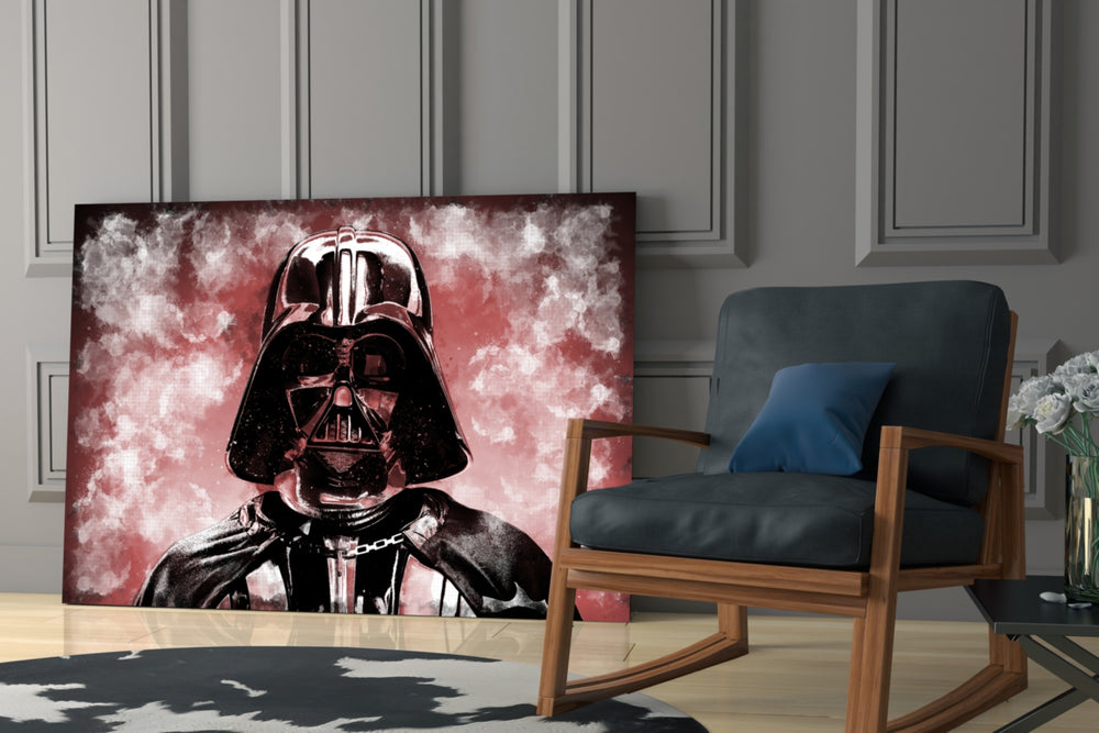 Darth Vader glass print enhancing a media room with poster spirit