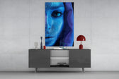 Woman Portrait panel catching low light to reveal its sparkling pigment