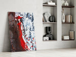 Woman in Red Hat glass print enhancing a foyer with statement focal point