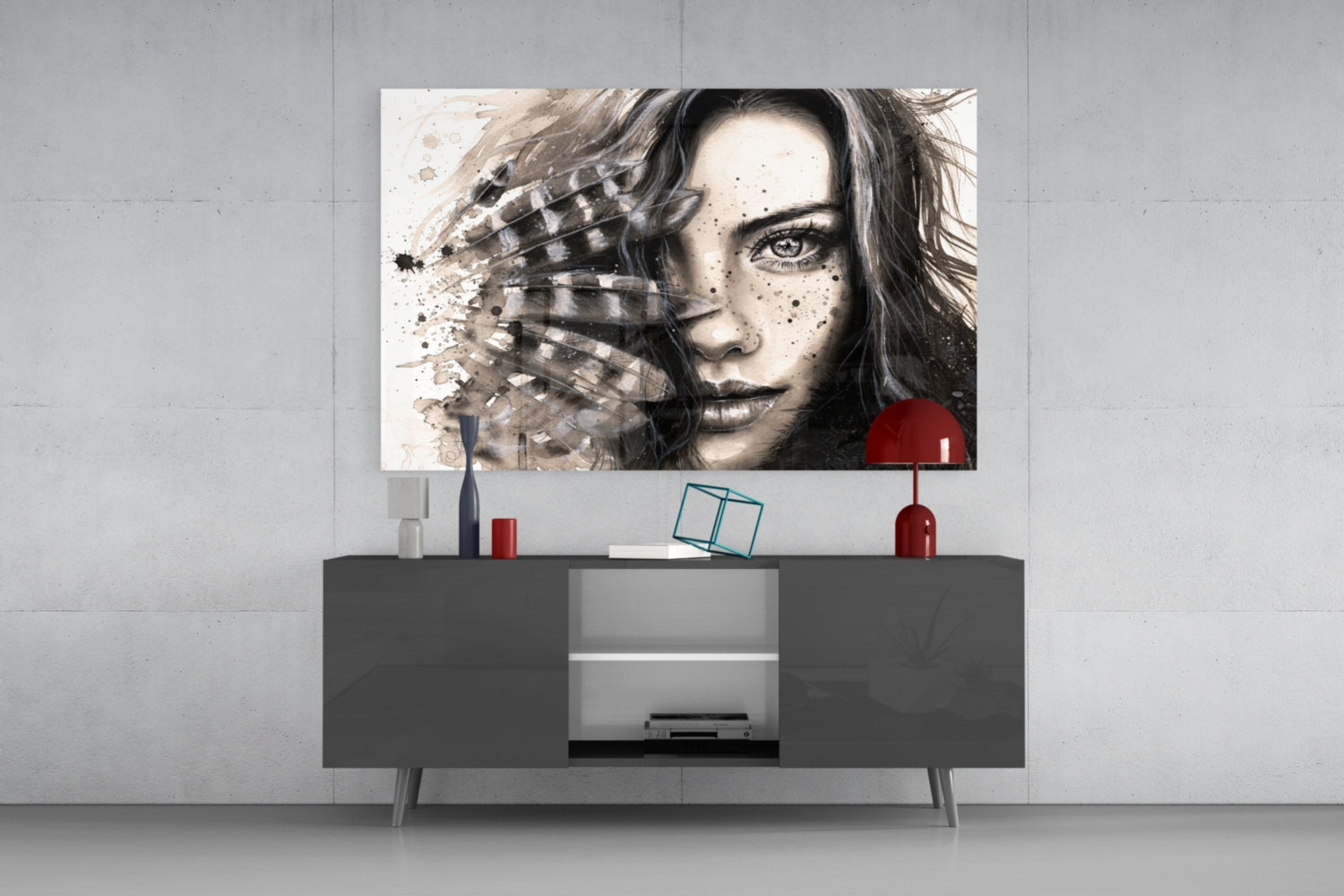 Woman Portrait Glass Wall Art.