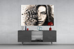 Woman Portrait panel catching soft light to reveal its gestural strokes