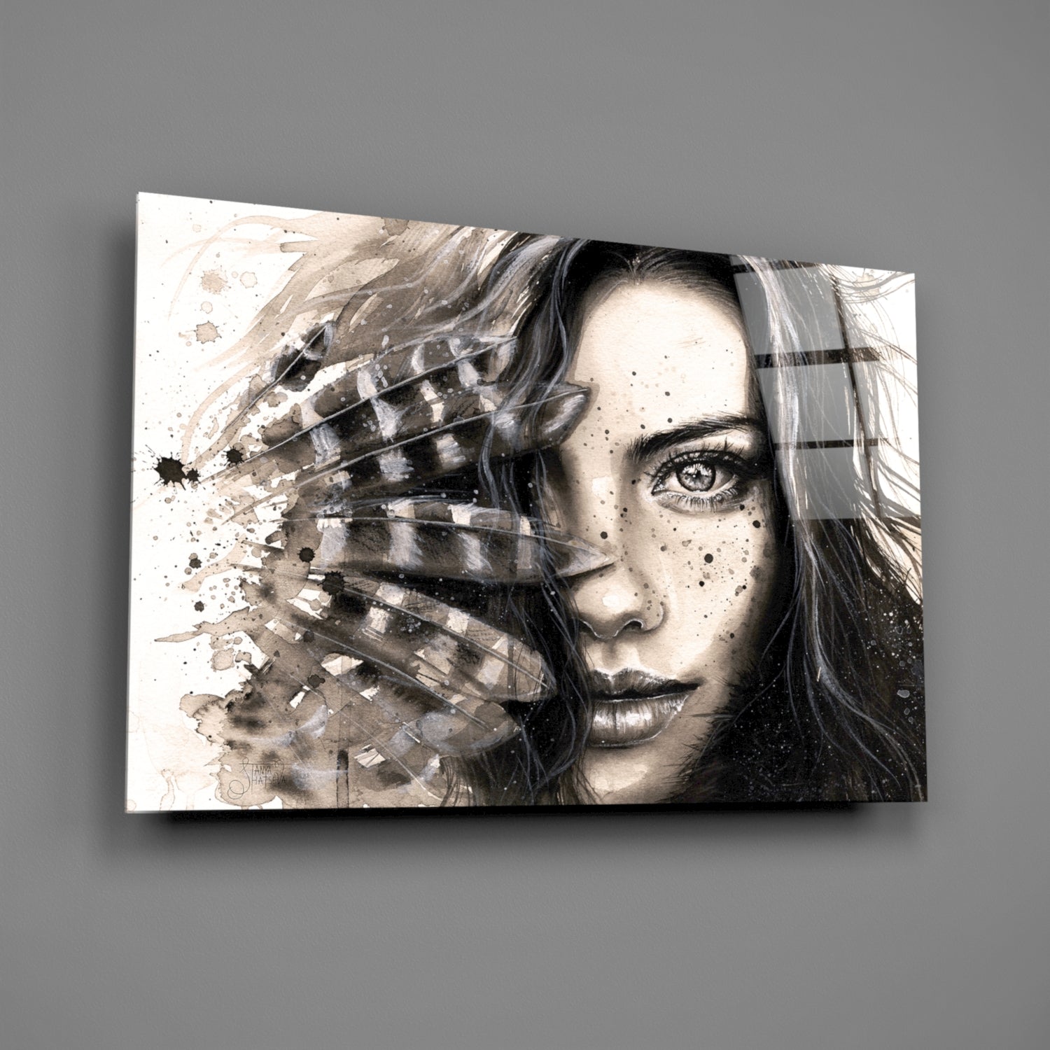 Woman Portrait Glass Wall Art.