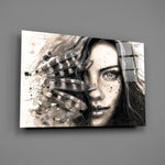 Ink-feather portrait bringing editorial drama to a contemporary living space