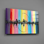Rainbow-skyline panel bringing creative energy to a contemporary living space