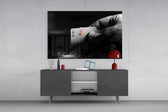 Playing Cards panel catching low light to reveal its selective-color drama