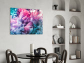 Colored Smoke panel adding pastel pulse to a powder room