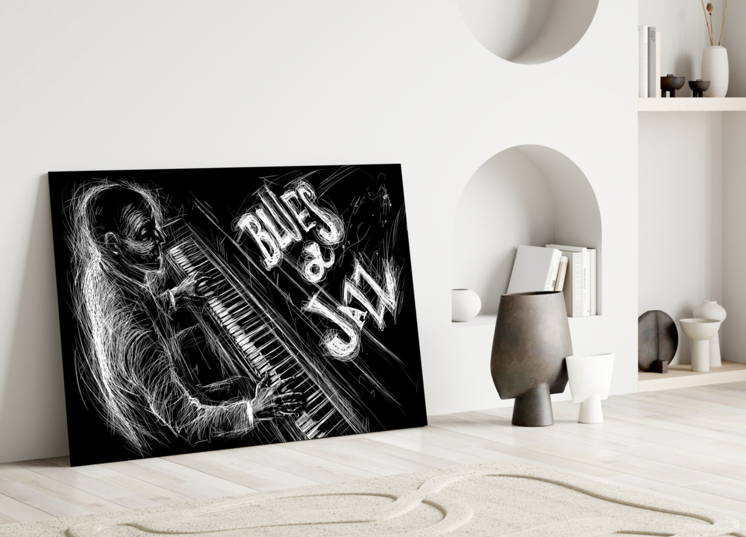 Jazz Blues Music Glass Wall Art.