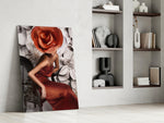 Flower Woman glass print enhancing a foyer with statement focal point