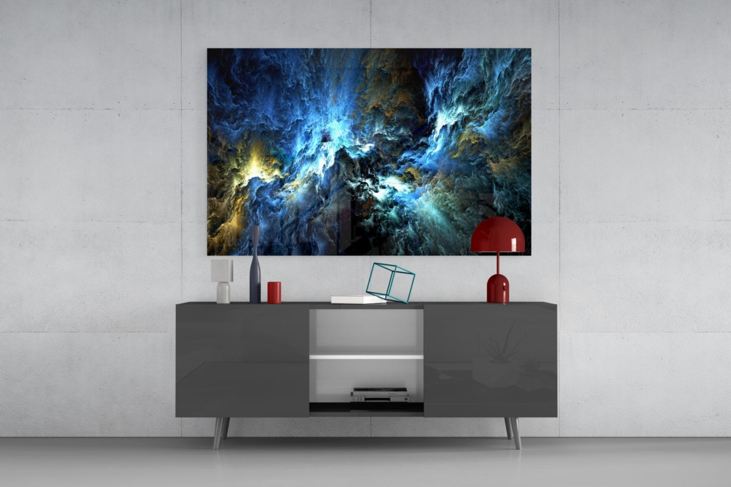 Cosmic Blue Glass Wall Art.
