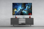 Cosmic Blue panel catching low light to reveal its kinetic motion